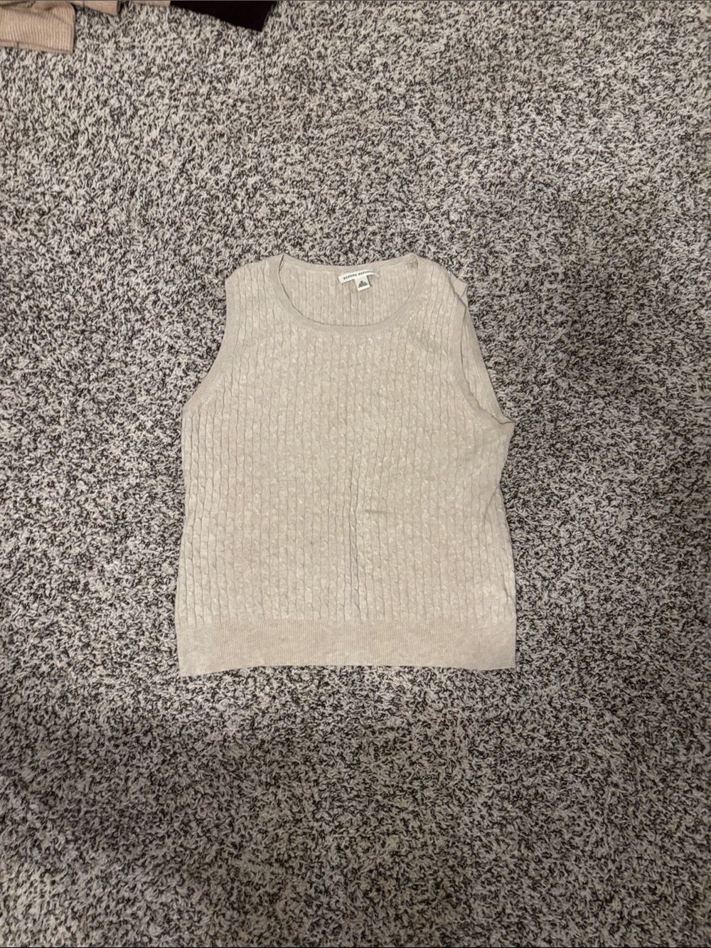 Banana Republic Cream Cable-Knit Crew Neck Sweater Tank Wool and Cotton Blend